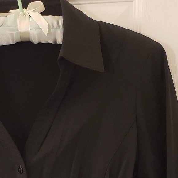 BHS Button Down Black Professional 3/4 Sleeve Top - Picture 5 of 8
